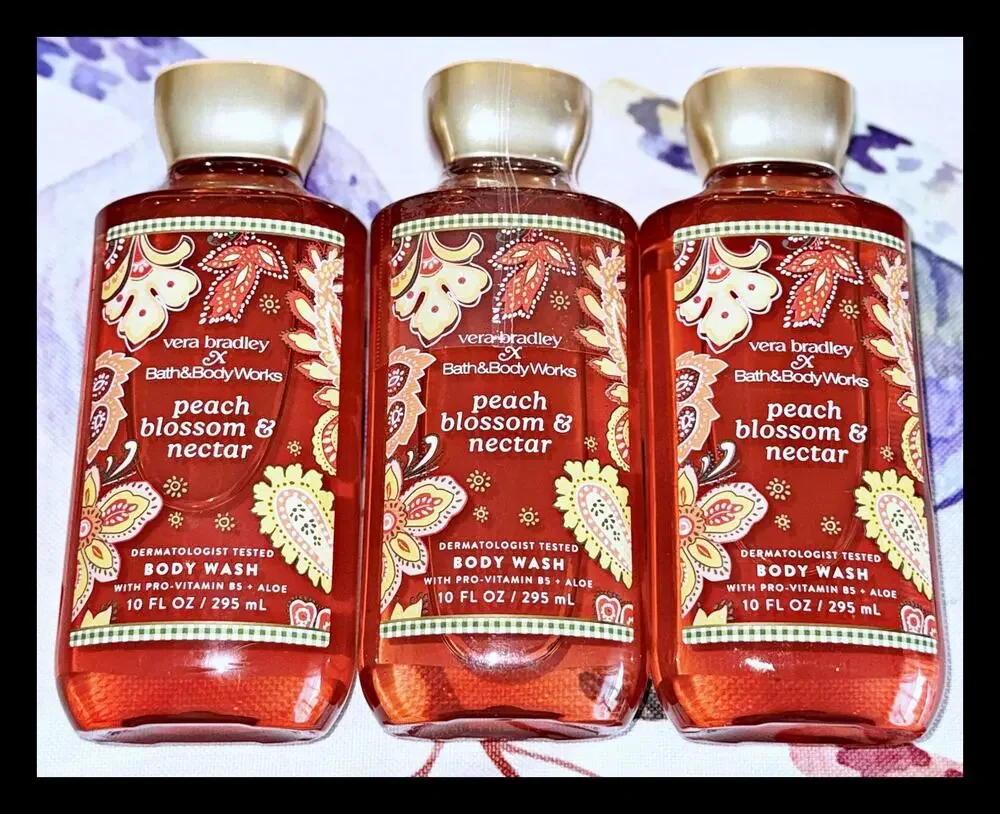 Bath & Body Works Vera Bradley Peach Blossom & Nectar Shower Gel Body Wash x3